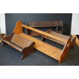 A collection of four vintage wooden book racks / shelves.