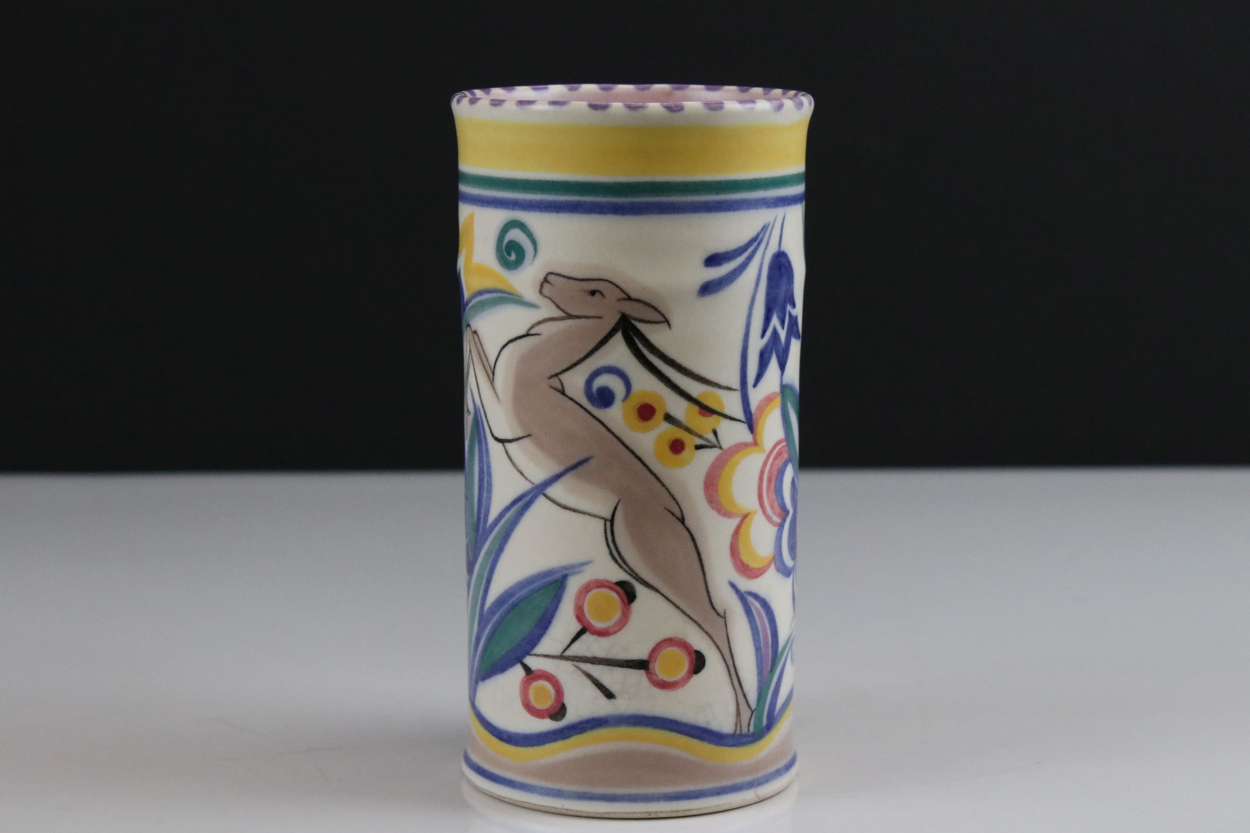 Poole Pottery Sleeve Vase in the TZ Leaping Deer pattern, 17cms high - Image 2 of 10