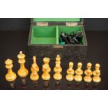 Cased Staunton style weighted chess set