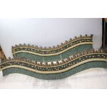 Pair of Wooden Painted and Fabric Covered Shaped Pelmets, longest 200cms long together with Small