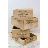 Four French wooden wine crates