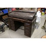 Victorian Oak Roll Top Desk with an arrangement of Seven Drawers, 122cms long x 67cms deep x 98cms