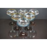 A set of six hand blown traditional champagne glasses from the south of France.