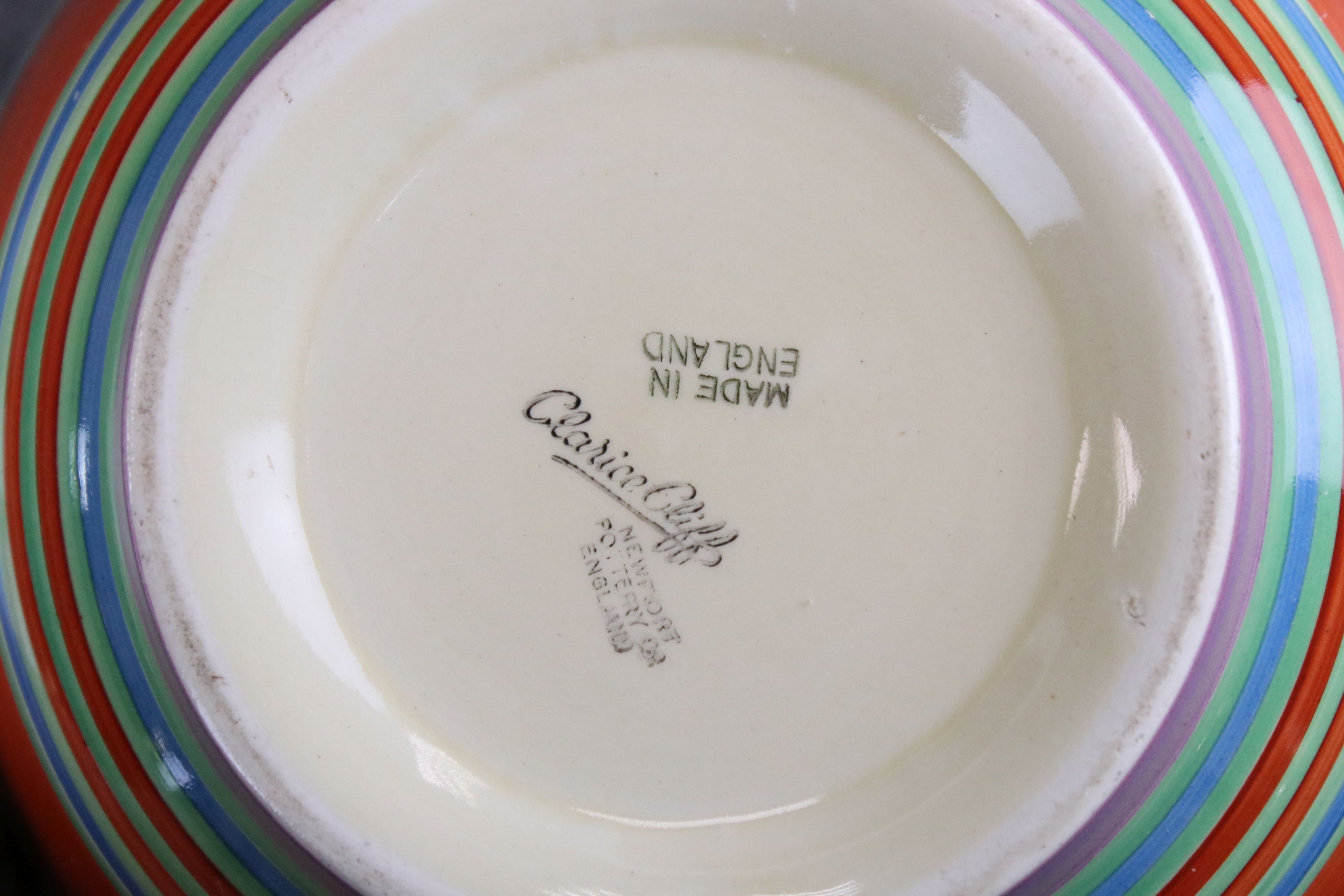 Clarice Cliff for Newport Pottery Bowl in the Liberty Stripe pattern, 21cms diameter - Image 10 of 12