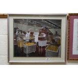 Leslie Goodwin RWA, an industrial art print of factory workers, signed