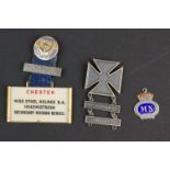 Silver US military carbine rifle medal, silver Merchant Navy fob & silver and gilt Soroptimist medal