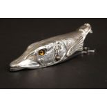 Large document clip, in the form of a fish with glass eyes