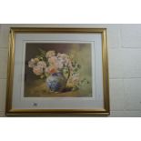 Anne Cotterill (British 1933-2010), Signed Limited Edition Coloured Still Life Print ' Roses in a