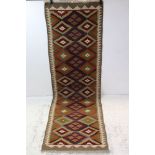 Hand Knotted Woolen Maimana Kilim Runner, 209cms x 64cms