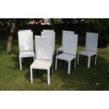 Set of Eight B & B Italia Arcadia High Back White Leather Dining Chairs designed by Paolo Piva, with