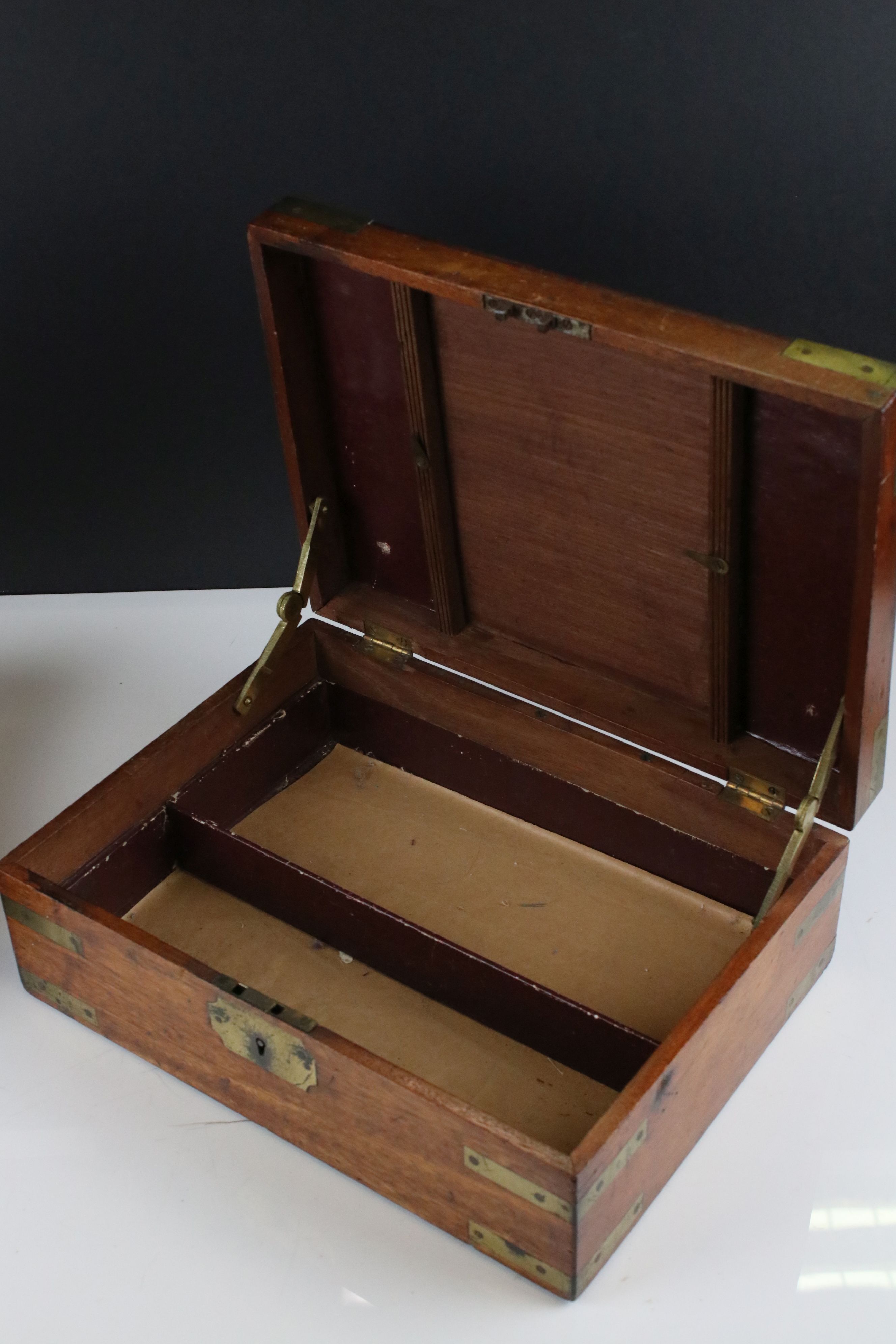 19th century Mahogany Brass Bound Box, 30cms long together with a 19th century Tunbridge Ware Box ( - Image 32 of 32