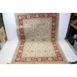 Zeigler Cream and Red patterned Rug, 160cms x 230cms