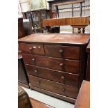 19th century Mahogany Chest of Two Short over Three Long Drawers raised on ball feet, 122cms wide