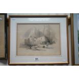 David Roberts R.A, coloured print of The Covent of St Catherine at Mount Sinai, 35cms x 25cms,