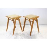 Pair of 1960s beechwood kitchen stools