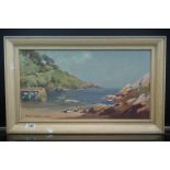 Frank Duffield (1901 - 1982 Bristol Savages) Oil Painting on Board Harbour Coastal Scene, 52cms x