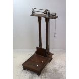 Set of Early 20th century French Oak Weighing Scales, 105cms high