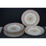 Eight 19th century floral decorated plates