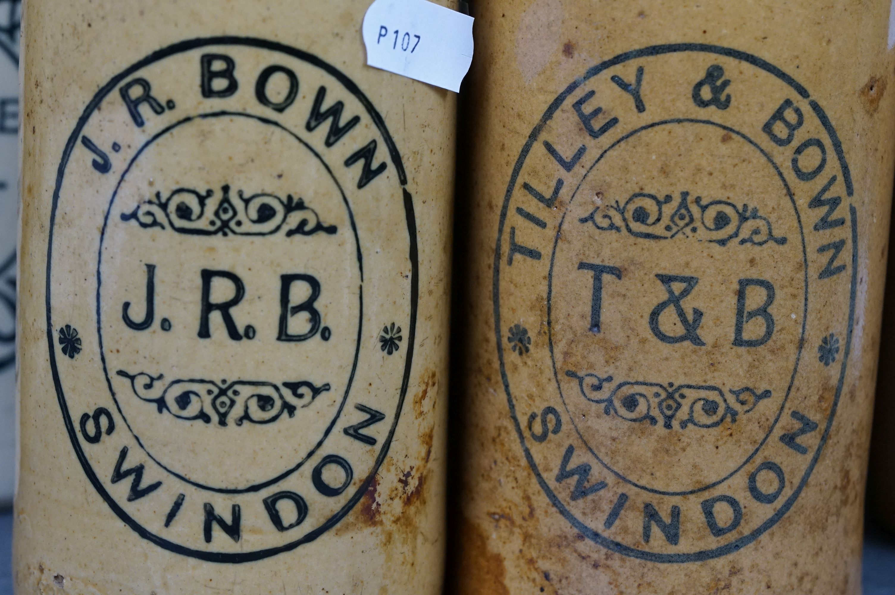 Collection of Fourteen Antique Stoneware Bottles, mostly Swindon Ginger Beer Bottles - Image 5 of 8