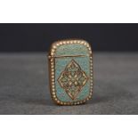 Brass and cloisonne enamel vesta case