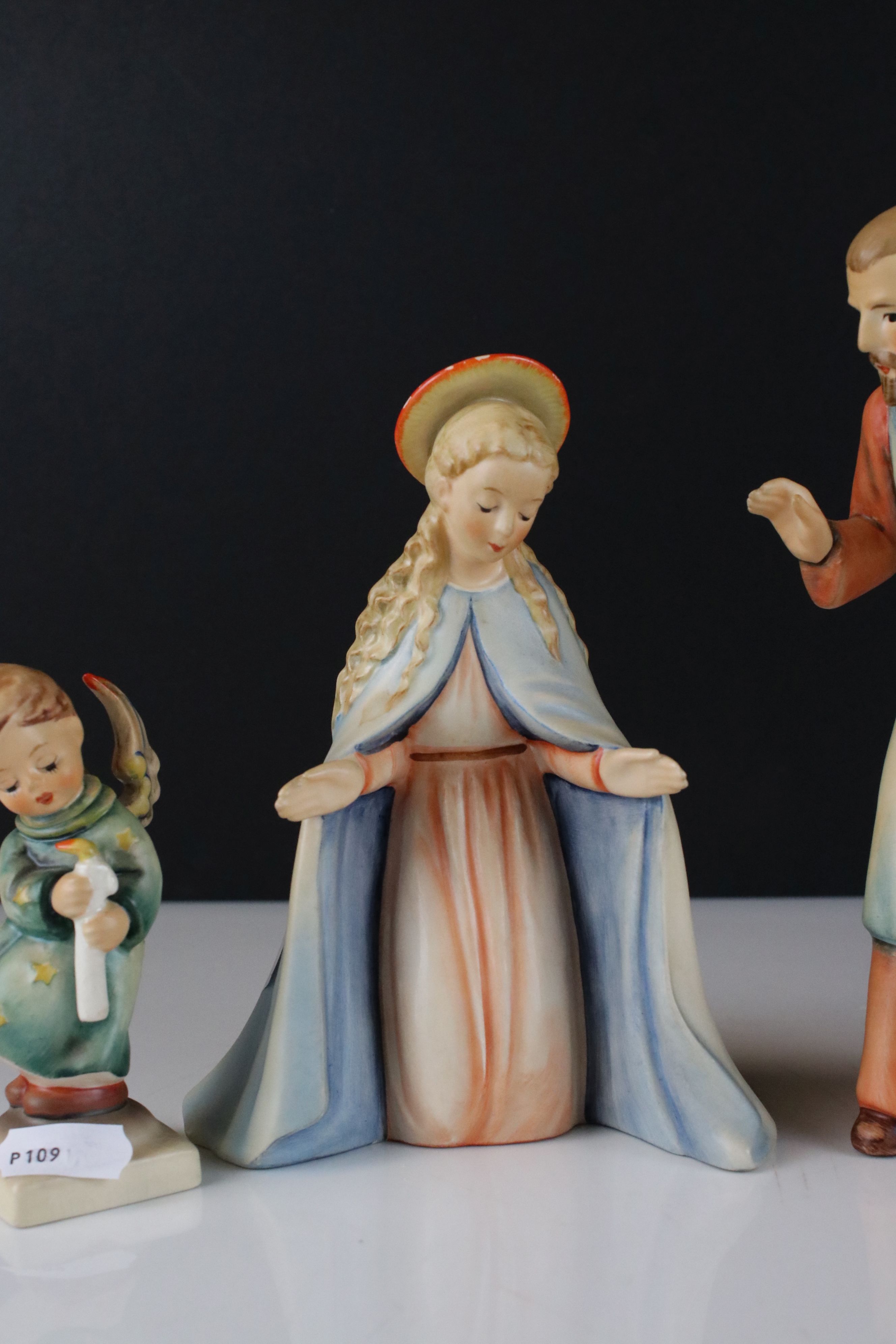 Six Goebel Hummel Nativity Figures including Joseph, Mary, Baby Jesus, Lost Sheep, Heavenly Angel - Image 4 of 12