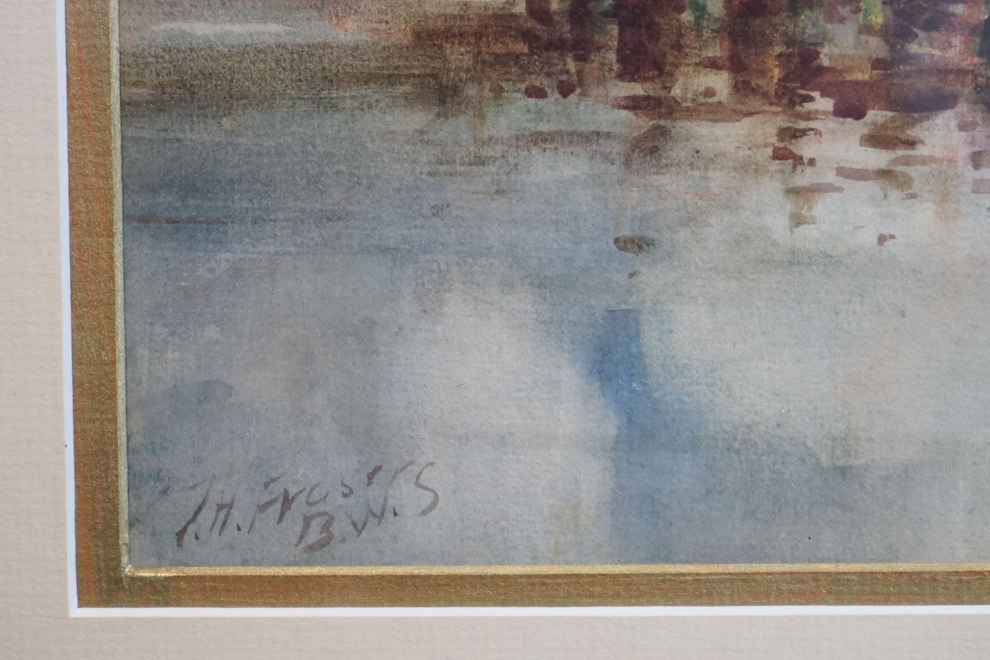 John Hathaway Fraser, BWS watercolour, a tranquil English coastal scene with moored boats, signed - Image 5 of 5