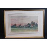 F W Burton, 19th/20th century watercolour, a peaceful village scene with cattle grazing