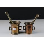 Two sets of vintage bell metal pestle & mortar's.
