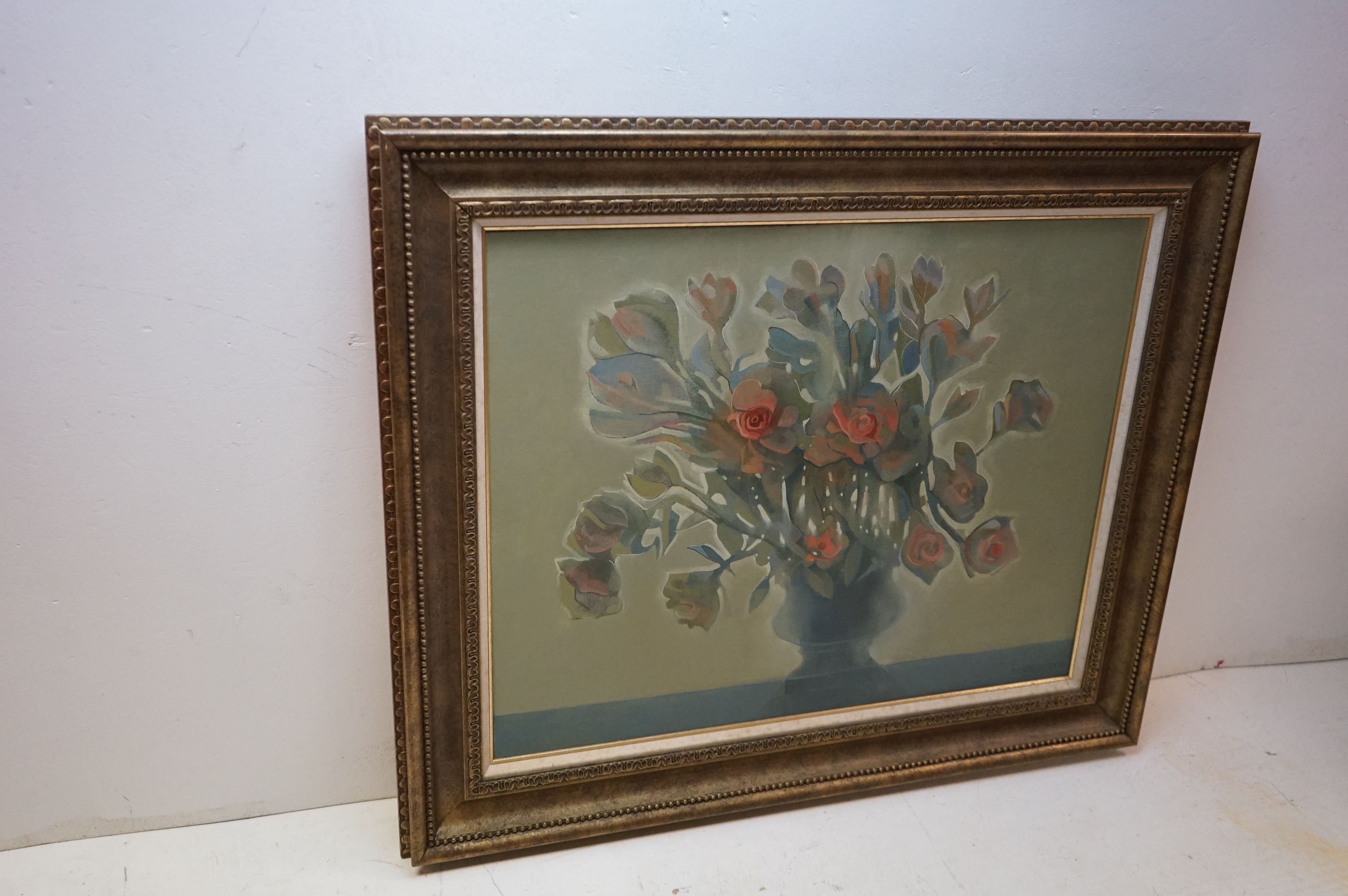 Richard Ewen (1929-2009), Oil on Canvas of Still Life Flowers in a Vase, signed lower right Ewen - Image 5 of 5