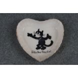 Felix the Cat - Early 20th century Wilton China Heart Shaped Dish decorated with Felix the Film Cat,