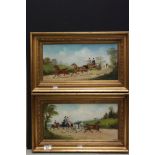 Manner of Philip Rideout Coaching scenes, a pair Oil on canvas, indistinctly signed and dated 1906