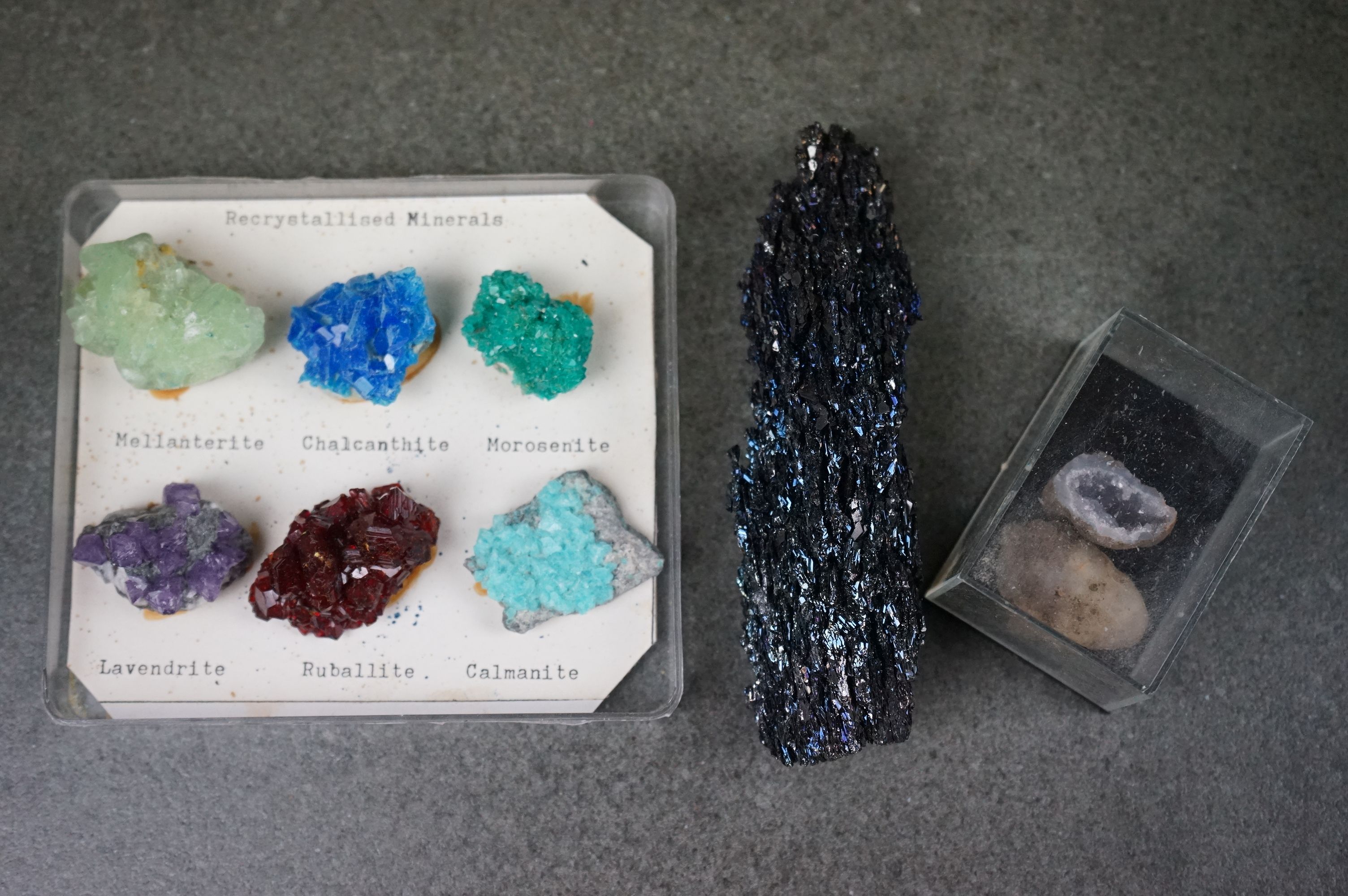 Collection of minerals and gemstones in display cases - Image 2 of 12