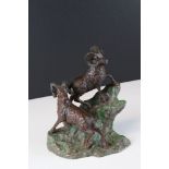 Austrian cold painted bronze of wild goats on rocky outcrop