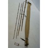 Somers of Aberdeen, a spliced 3 piece green heart rod, 13'.6", with spare tip, one tip repaired,