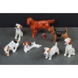 Seven Royal Doulton Dogs to include Four Character Dogs HN1097, HN1099, HN1159 and HN1011 together
