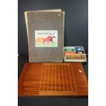 A vintage Totopoly board game together with a wooden shove halfpenny board.