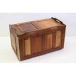 Hardwood Blanket / Storage Box with twin lift off lids, 79cms long x 48cms high together with Wicker