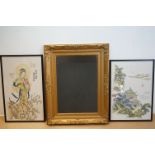 Two Chinese Paintings on Fabric, largest 51cms x 35cms, both framed and glazed together with a