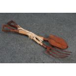 Novelty Metal and Wooden Miniature Shovel and Fork, 15cms long