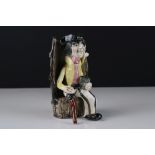 Will Young Widdecombe Fair Pottery Figure of a Pirate with a Wooden Leg sat on a Barrel Seat,