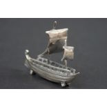 Unusual silver figure of a Viking boat