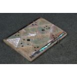 An antique Mother of Pearl and Abalone decorated card case.