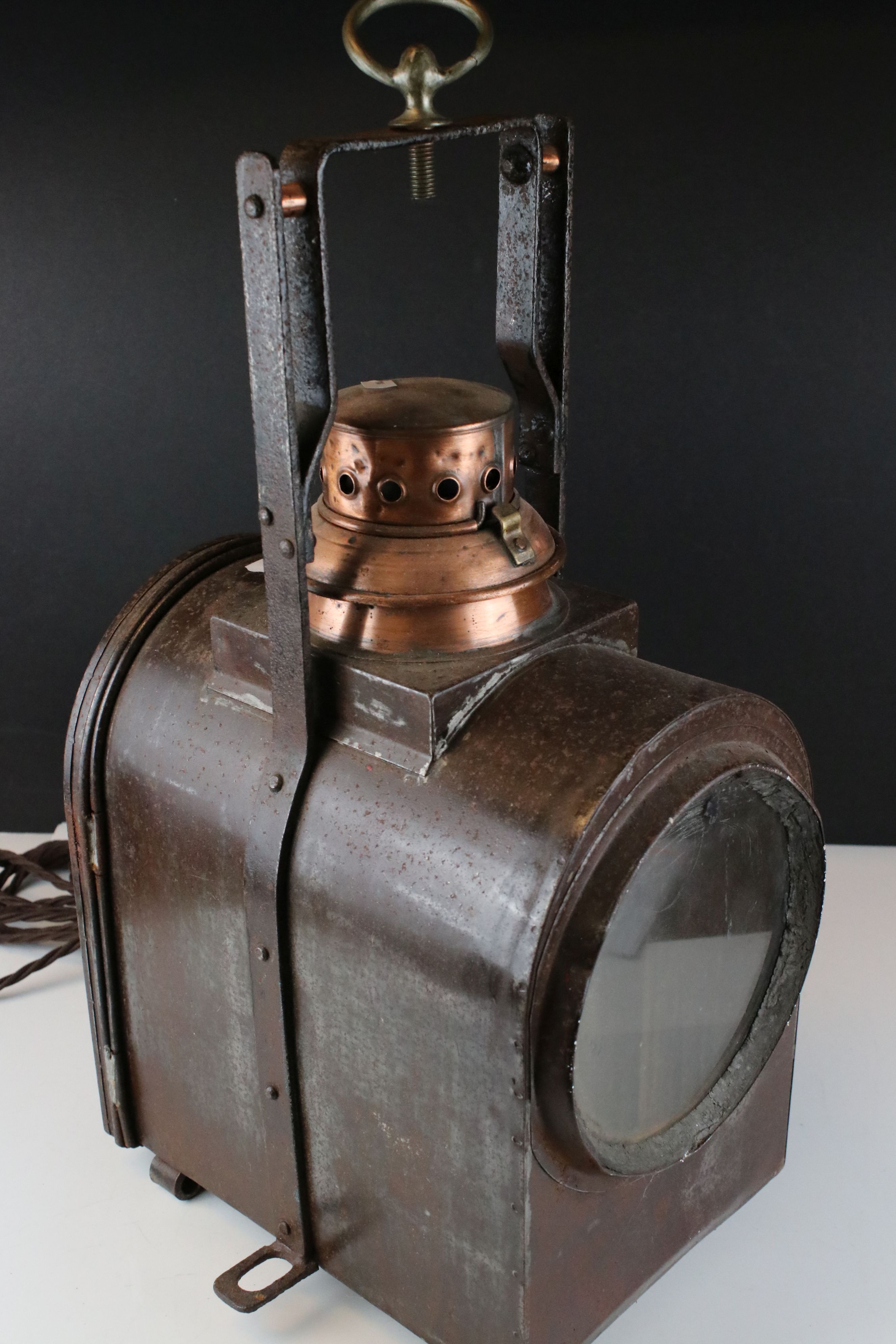 A large vintage Dutch double sided lantern, converted to electric. - Image 3 of 5