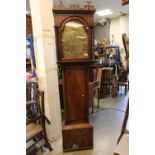 19th century 8 day Mahogany Longcase Clock, the large brass face (49cms x 33cms) with arch