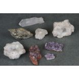 A small collection of mixed raw crystals.