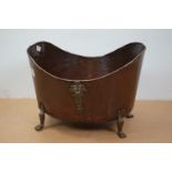 19th century copper ice bucket with lion paw feet