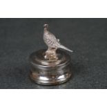 Silver Hallmarked Paperweight surmounted by a Pheasant, 5cms high