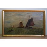 Early 20th century Oil Painting on Canvas of Sailing Boats at Sea signed A Braham, 1904, 44cms x