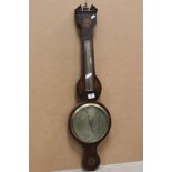 A late 19th / early 20th century mahogany wall barometer with decorative inlay, Andover Warranted.