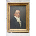 Oil Painting on Canvas Half Length Portrait of a Georgian Gentleman, 60cms x 42cms, gilt framed